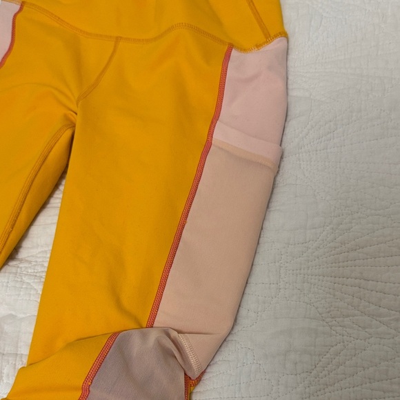 Fabletics Yellow and Pink powerhold Leggings - Picture 3 of 4